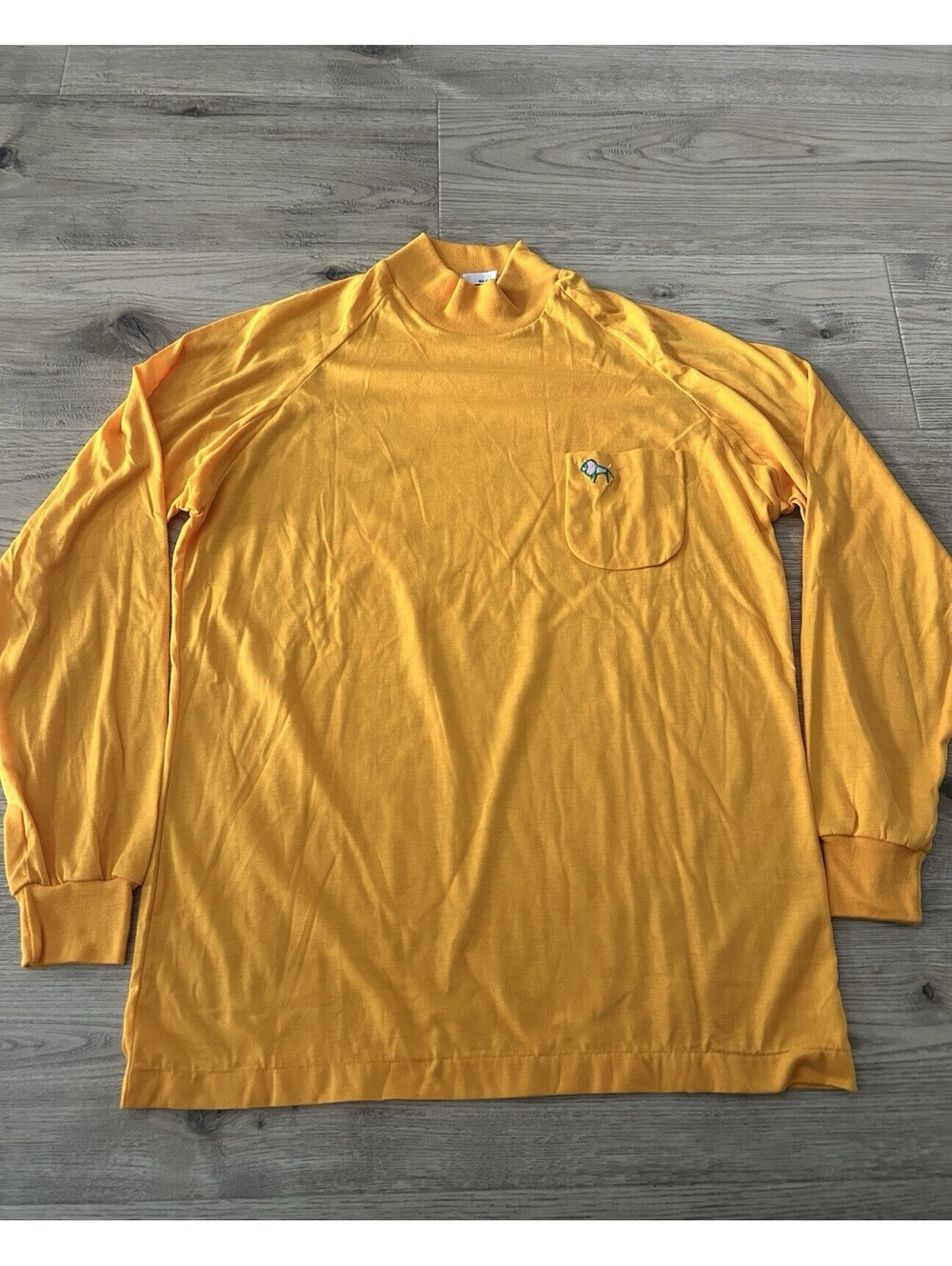 Vintage Copper Golf Wear Shirt Mens Large Yellow Long Sleeve Mock Neck Cotton